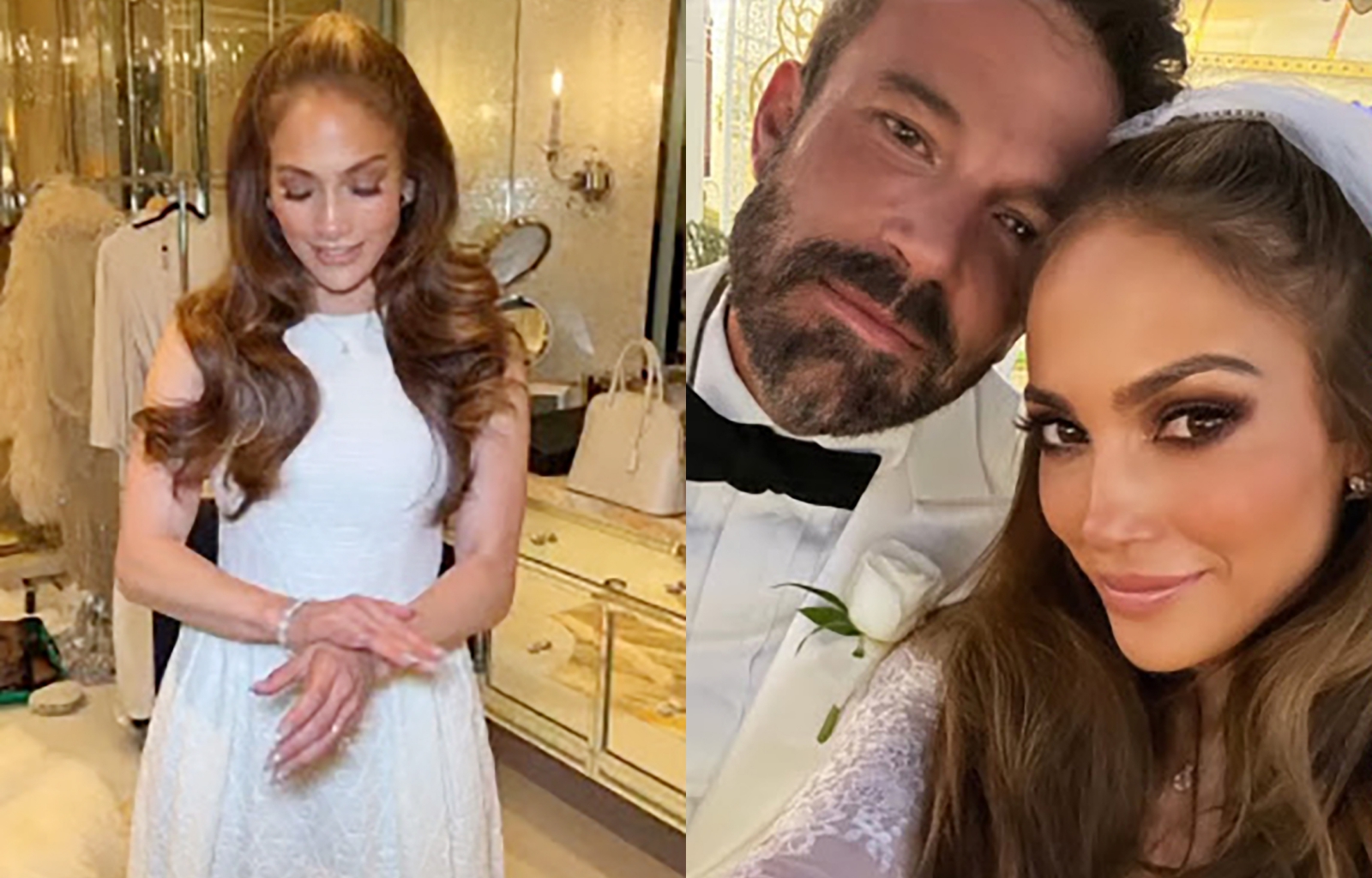 Jennifer Lopez diện váy cũ khi cưới Ben Affleck